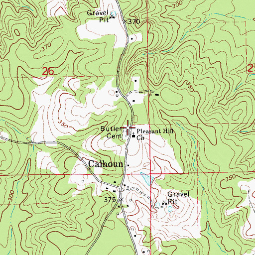 Topographic Map of Bulter Cemetery, AR