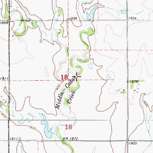 Topographic Map of West Middle Cedar Creek, KS