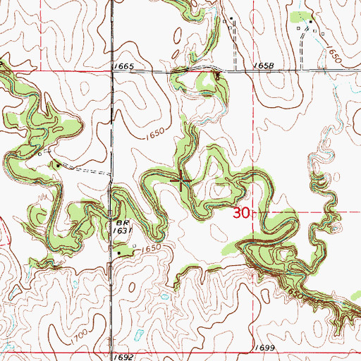 Topographic Map of East Cedar Creek, KS