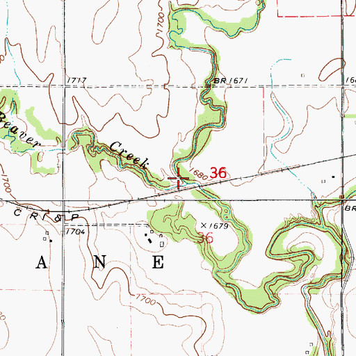 Topographic Map of Middle Beaver Creek, KS