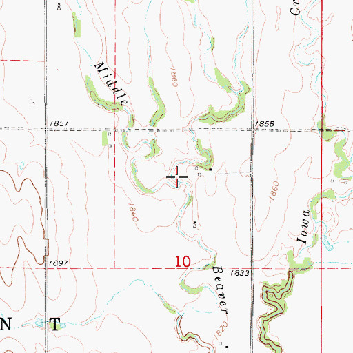 Topographic Map of Bachelors Run, KS