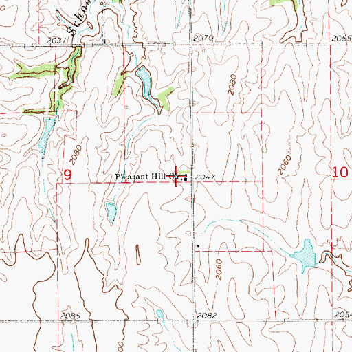 Topographic Map of Pleasant Hill Church, KS