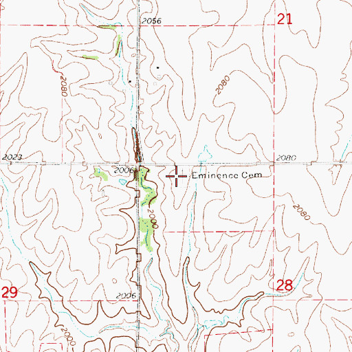 Topographic Map of Eminence Cemetery, KS