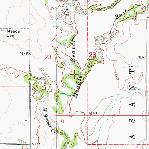 Topographic Map of Bull Creek, KS