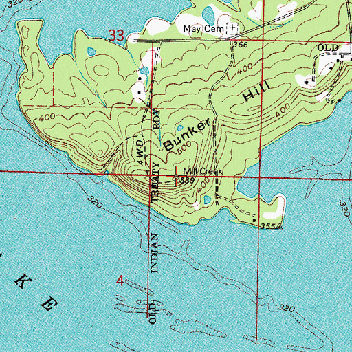 Topographic Map of Bunker Hill, AR