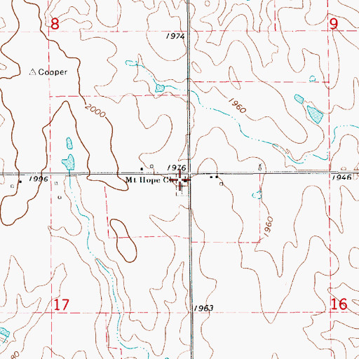 Topographic Map of Mount Hope Church, KS