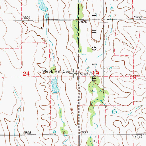 Topographic Map of Webb Hill Cemetery, KS