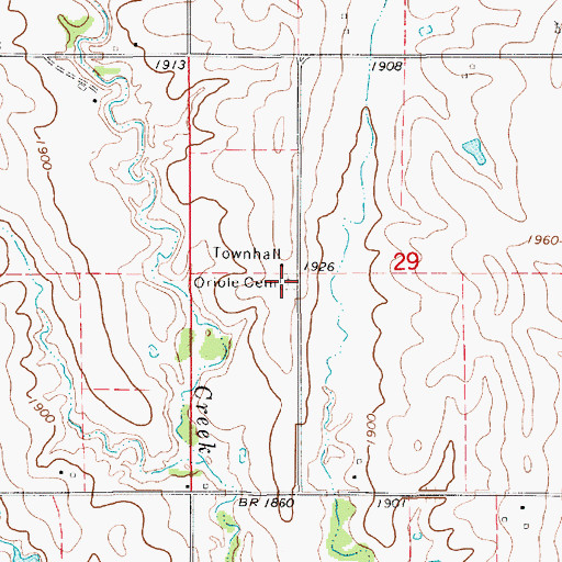 Topographic Map of Oriole Cemetery, KS