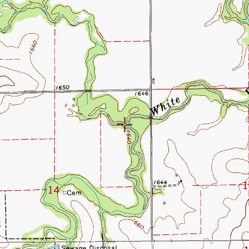 Topographic Map of Walnut Creek, KS
