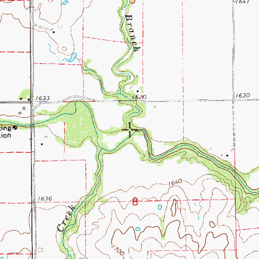 Topographic Map of Long Branch, KS