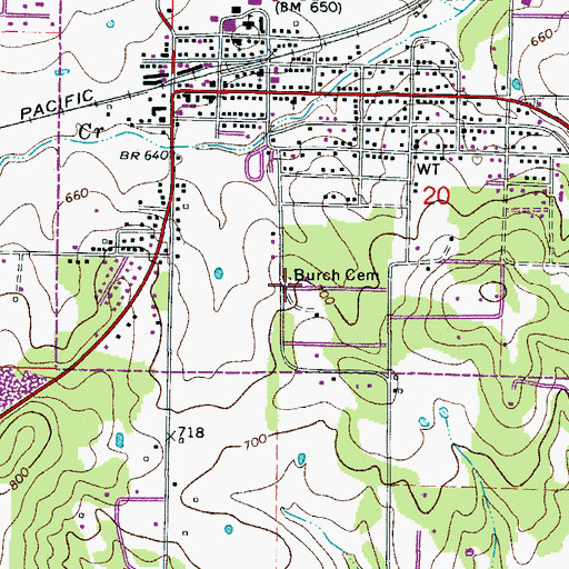Topographic Map of Burch Cemetery, AR