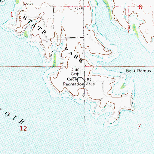 Topographic Map of Cedar Point Recreation Area, KS