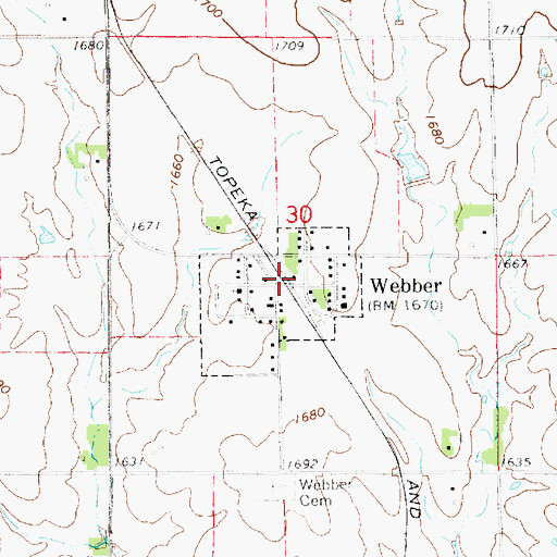 Topographic Map of Webber, KS
