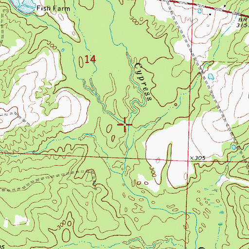 Topographic Map of Burdell Branch, AR