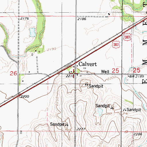 Topographic Map of Calvert, KS