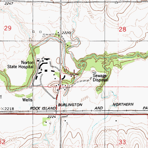 Topographic Map of Walnut Creek, KS