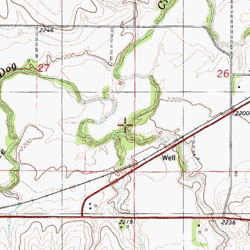 Topographic Map of Wildcat Creek, KS
