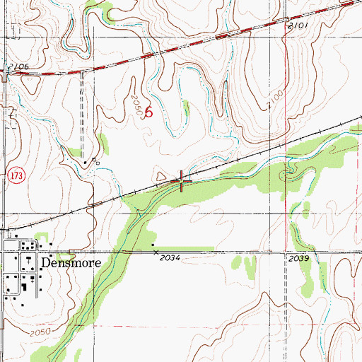 Topographic Map of Big Timber Creek, KS