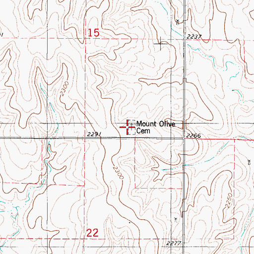 Topographic Map of Mount Olive Cemetery, KS
