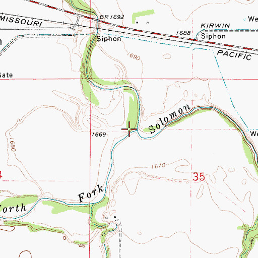 Topographic Map of Deer Creek, KS