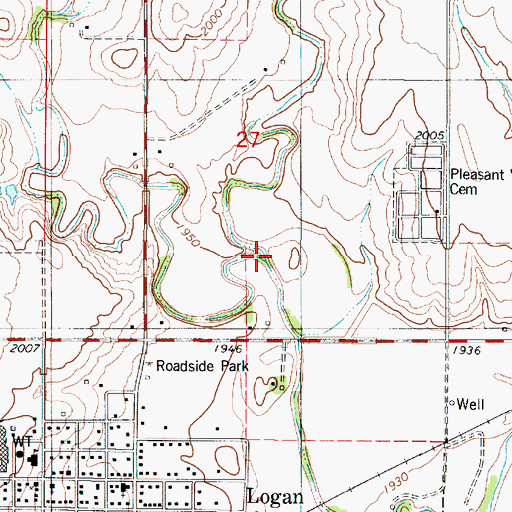 Topographic Map of Beaver Creek, KS
