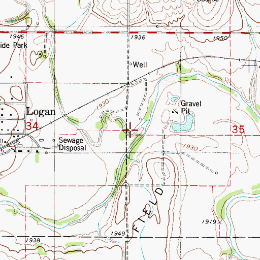 Topographic Map of Crooked Creek, KS