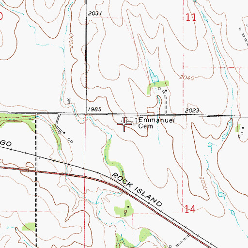 Topographic Map of Emmanuel Lutheran Cemetery, KS
