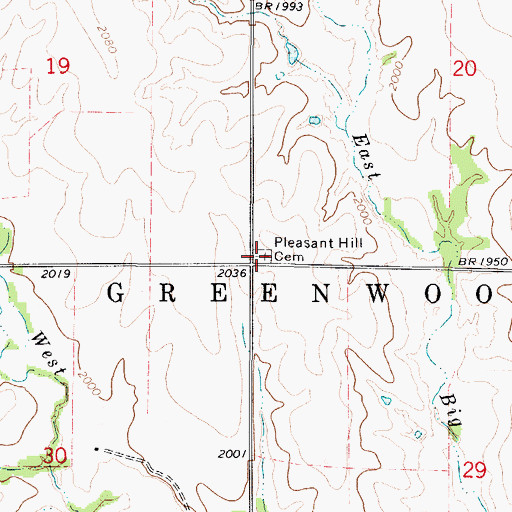 Topographic Map of Pleasant Hill Cemetery, KS