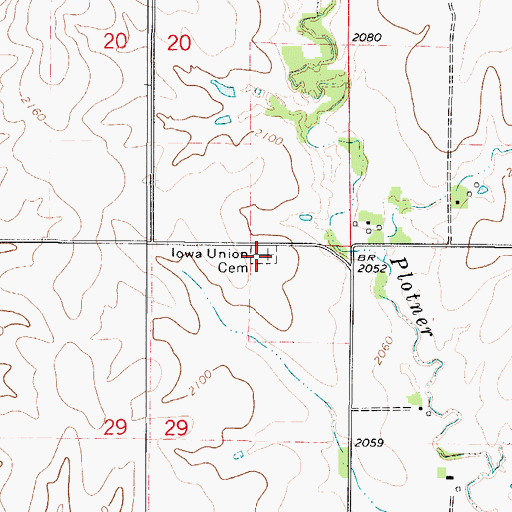 Topographic Map of Iowa Union Cemetery, KS