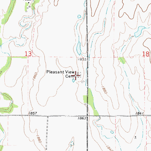 Topographic Map of Pleasant View Cemetery, KS