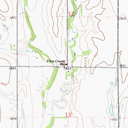 Topographic Map of Plum Creek Church, KS
