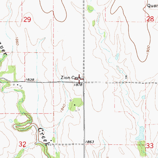 Topographic Map of Zion Cemetery, KS