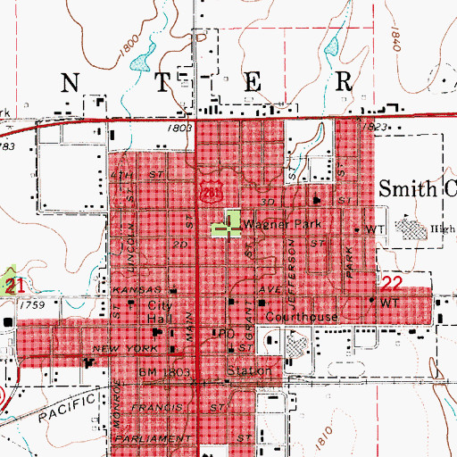 Topographic Map of Wagner Park, KS