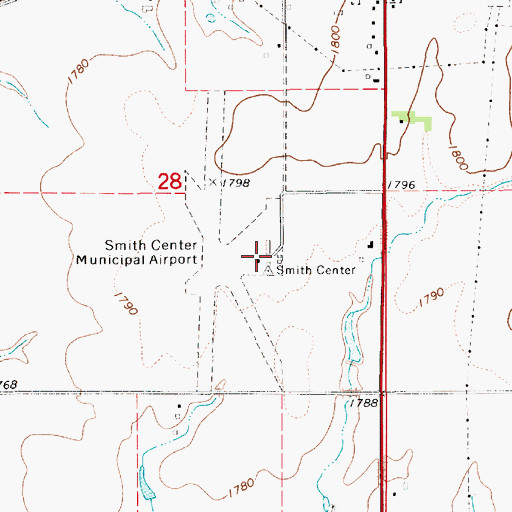 Topographic Map of Smith Center Municipal Airport, KS