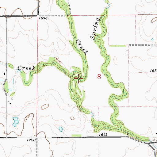 Topographic Map of Middle Oak Creek, KS