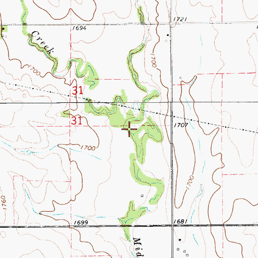 Topographic Map of Frog Creek, KS