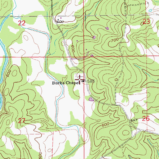 Topographic Map of Burks Chapel, AR