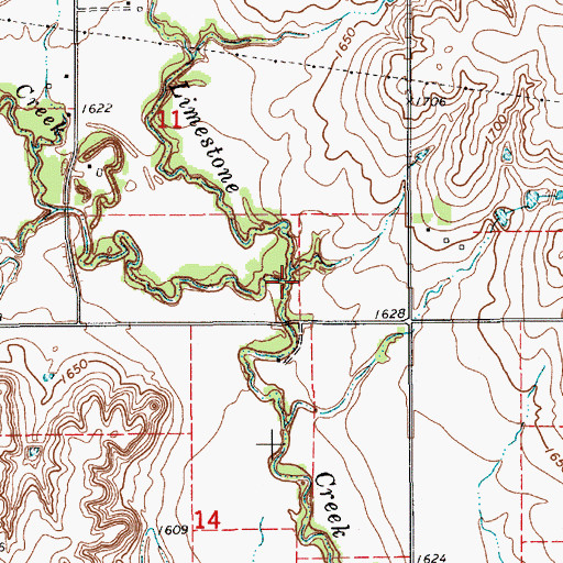 Topographic Map of Porcupine Creek, KS