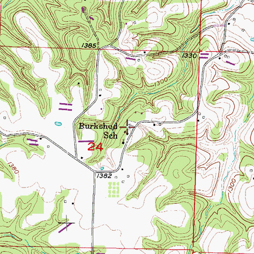 Topographic Map of Burkshed School, AR