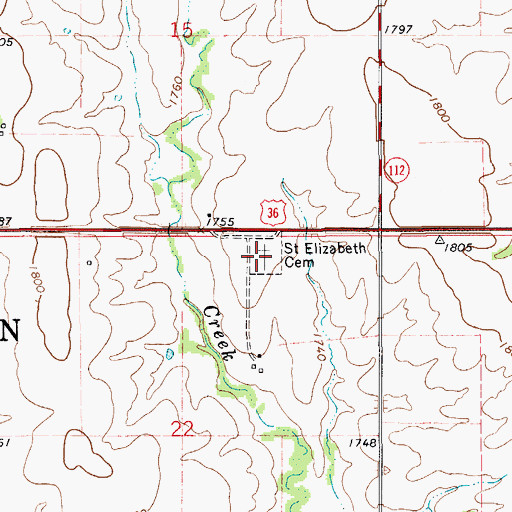 Topographic Map of Saint Elizabeth Cemetery, KS