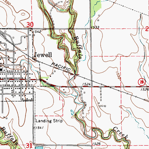 Topographic Map of Middle Buffalo Creek, KS