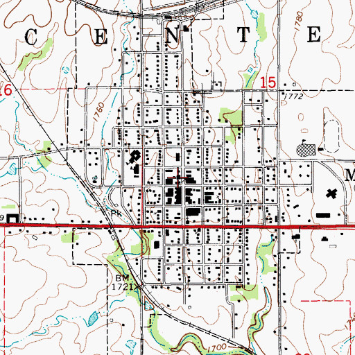 Topographic Map of Mankato, KS