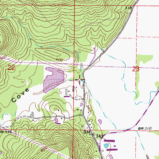 Topographic Map of Burnett Cove, AR