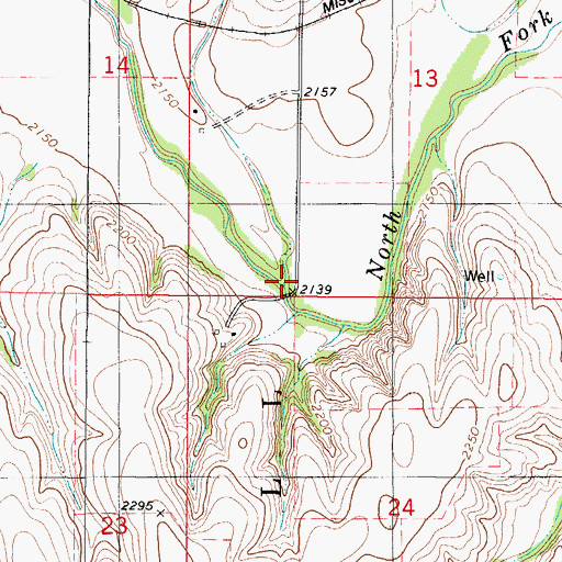 Topographic Map of Sand Creek, KS