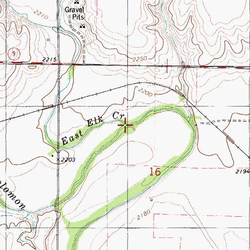 Topographic Map of East Elk Creek, KS