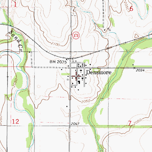 Topographic Map of Densmore, KS