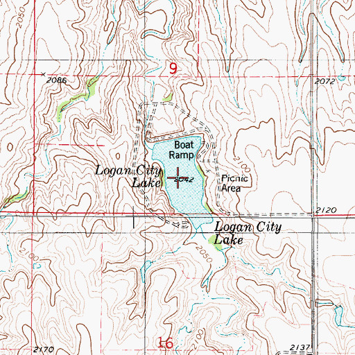 Topographic Map of Logan City Lake, KS