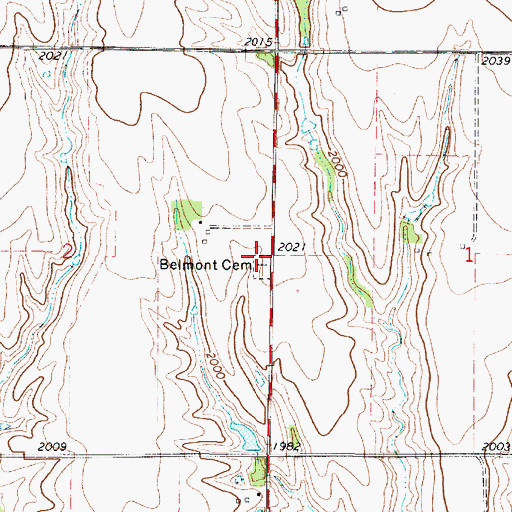 Topographic Map of Belmont Cemetery, KS
