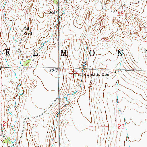 Topographic Map of Belmont Cemetery, KS