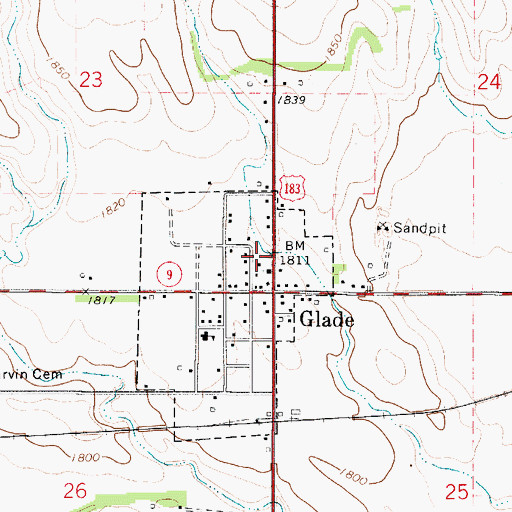 Topographic Map of Glade, KS